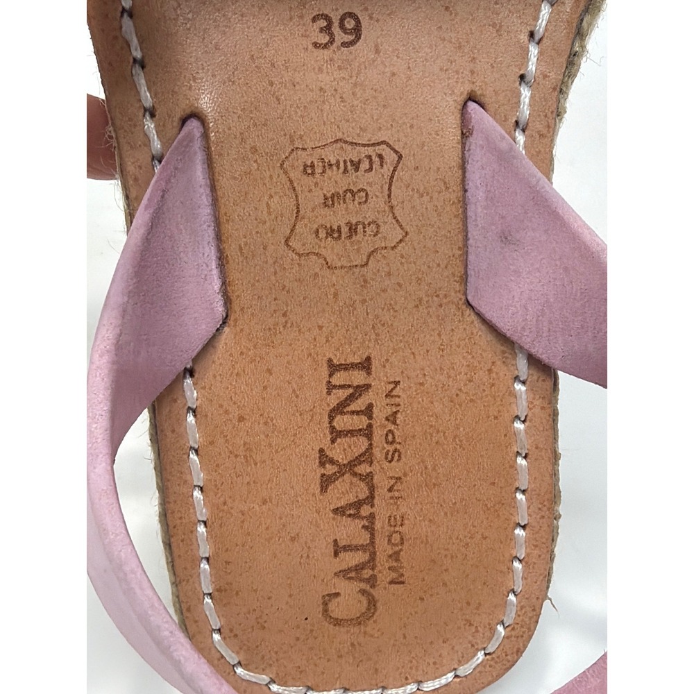 Calaxini‎ Lavender Leather Espadrille Wedge Sandals Made in Spain Sz 39 Peep Toe - Picture 6 of 9